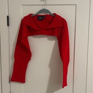 Mauve Anthropologie Vibrant Red Shrug cropped sweater one size